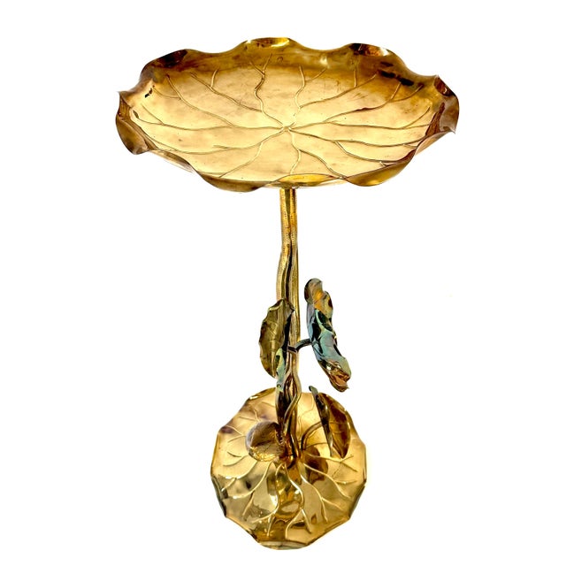Mid 20th Century Pair of Carole Stupell Brass Lotus Lily Pad Side Tables, Hong Kong, Circa 1970s For Sale - Image 5 of 16