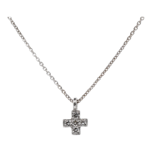 18k(750) White Gold Natural Diamond Cross Pendant Necklace With Chain