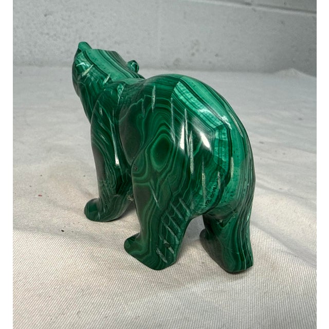Green High Quality Hand Carved Green Malachite Hard Stone Bear Sculpture Statue Figure For Sale - Image 8 of 8