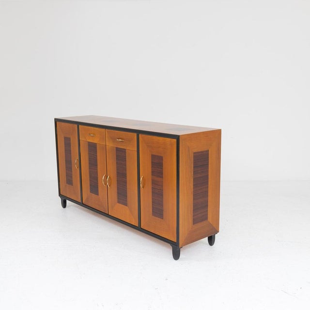 Wood Vintage Sideboard with Geometric Decoration, 1950s For Sale - Image 7 of 10