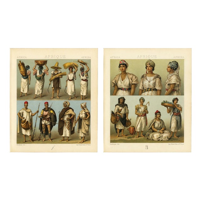 Racinet, Afrique: North African Costumes & Figures, 1888, Lithographs, Set of 2 For Sale