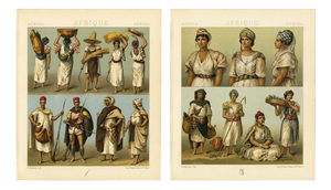Racinet, Afrique: North African Costumes & Figures, 1888, Lithographs, Set of 2