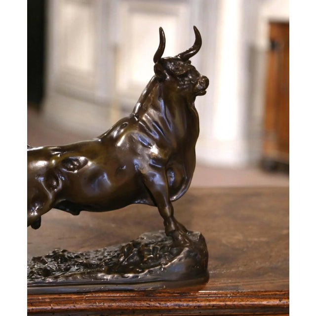Metal 19th Century French Patinated Bronze Bull Sculpture Signed Georges Gardet For Sale - Image 7 of 12