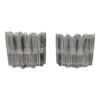 Mid Century Scandinavian Inspired Blown Glass Votives/Candle Holders by Simon Pearce - a Pair For Sale