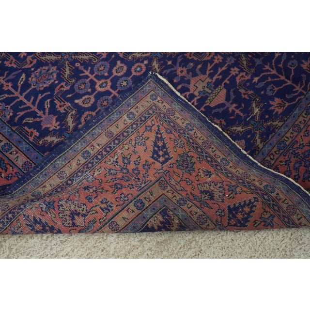 Blue Antique Approx. 8x10 Blue & Red Wool Oriental Rug For Sale - Image 8 of 12