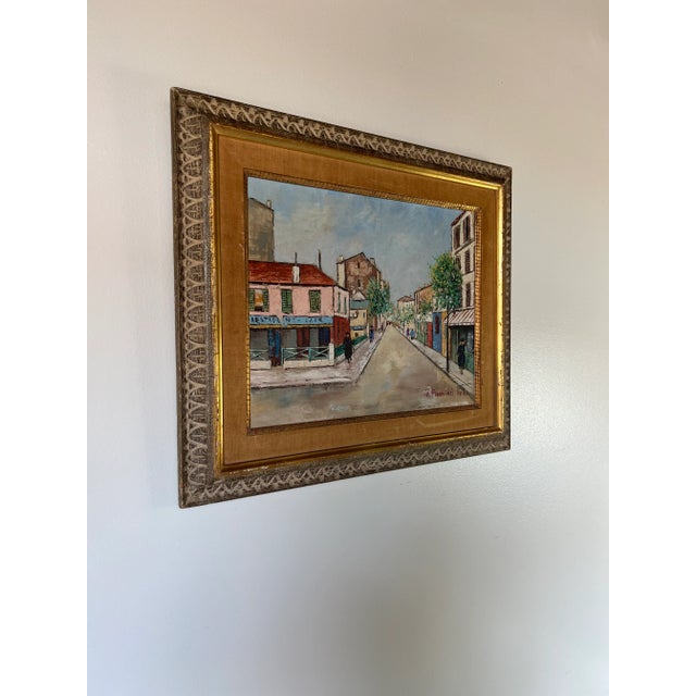 Available for sale this beautiful Vintage original impressionist oil on canvas painting of a village street in Paris, by...