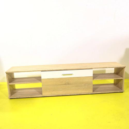 TV Stand in Chipboard with Oak Effect and White Door For Sale - Image 10 of 10