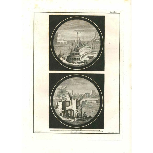 Ancient roman fresco, from the series "antiquities of herculaneum", is an original etching on paper realized by francesco...