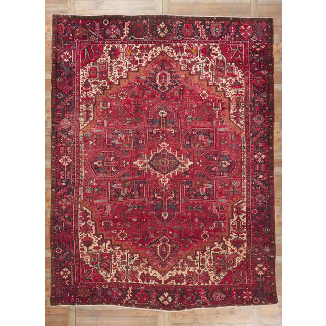 Mid 20th Century Vintage Persian Heriz Rug, 10'02 X 13'04 For Sale - Image 9 of 10