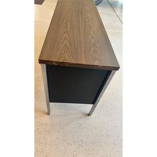 Vintage MCM Black Metal Tanker Credenza For Sale - Image 9 of 15