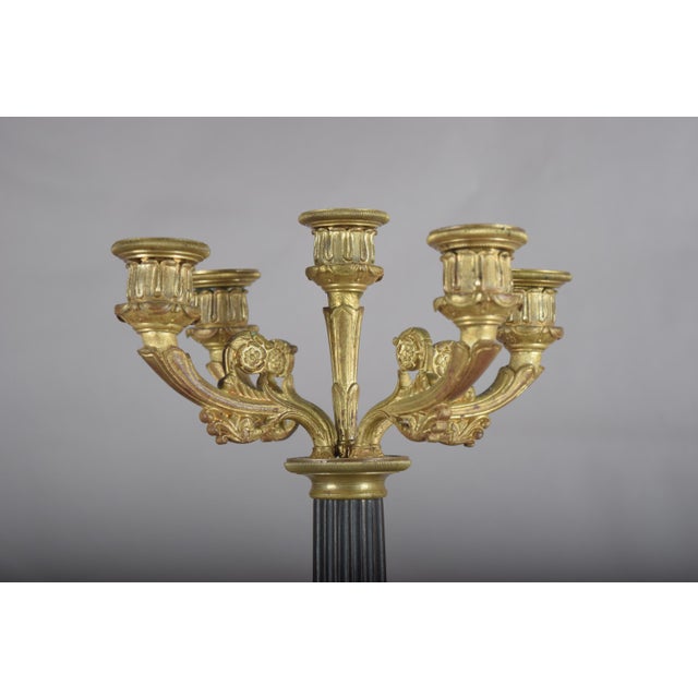 19th Century French Gilt Bronze Five-Light Candelabrum with Fluted Column For Sale - Image 6 of 10
