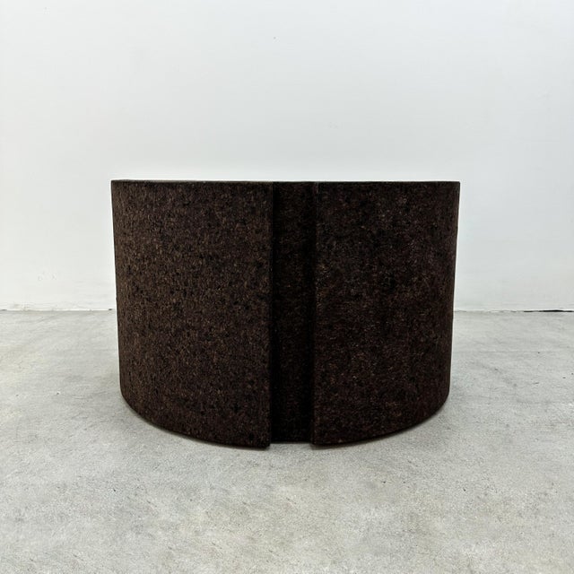 Mid-Century Modern Vintage Round Chocolate Brown Cork Coffee or Side Table – 1970s Postmodern For Sale - Image 3 of 10