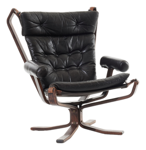 Vintage High Back Superstar Chair in Black Leather by Sigurd Ressell for Trygg Møbler, 1970s