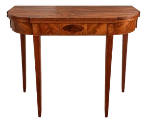 Early 19th Century Mahogany Demi Lune Shape Fold-Over Card Table With Mahogany Veneers