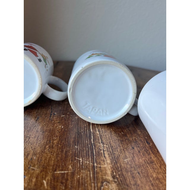 1980s 1980s Set of 5 - Santa Christmas Mug Made in Japan Santa Clause Playing Football, Skiing, Hockey For Sale - Image 5 of 7