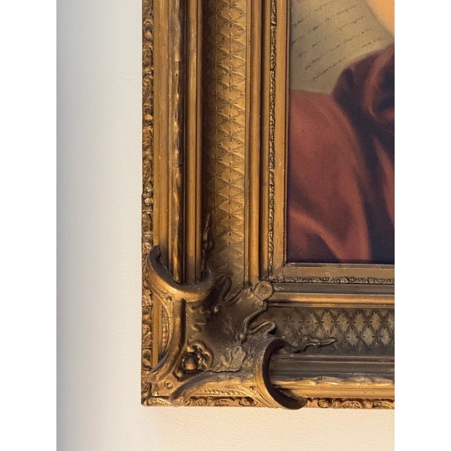 Gold H. Sneltens Dutch Portrait Gilt Frame Oil Painting For Sale - Image 8 of 18
