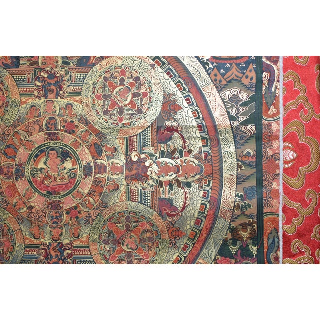 Hand-Painted Tibetan Thangka Celebration Textile For Sale In Los Angeles - Image 6 of 13