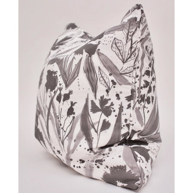 Contemporary Lulie Wallace Double Sided 20" Down/Feather Pillow in Charcoal Black "Liv" Pattern For Sale - Image 4 of 6