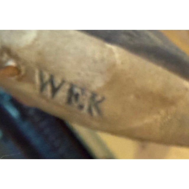 Wood Vintage Hand Carved and Painted Wooden Shorebird, Folk Art, Signed Wek For Sale - Image 7 of 7