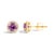 Contemporary 10K Yellow Gold Purple Amethyst and 1/6 Cttw Diamond Halo Stud Earring For Sale - Image 3 of 5