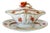 Herend Chinese Bouquet Rust Gravy Boat With Attached Plate & Lid and Rose Finial For Sale