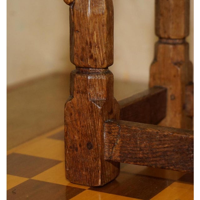 Burr Oak Stool by Robert Mouseman Thompson, 1930s For Sale - Image 13 of 18