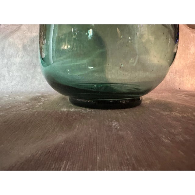 Mid 20th Century Vintage Large Green Blown Glass Vase For Sale - Image 5 of 7