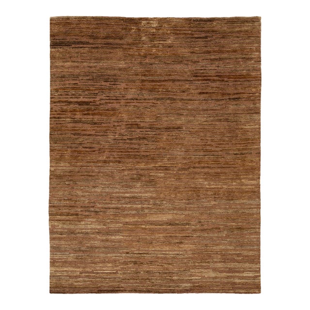 9 X 12 Modern Brown Wool and Jute Rug With Abstract Design For Sale