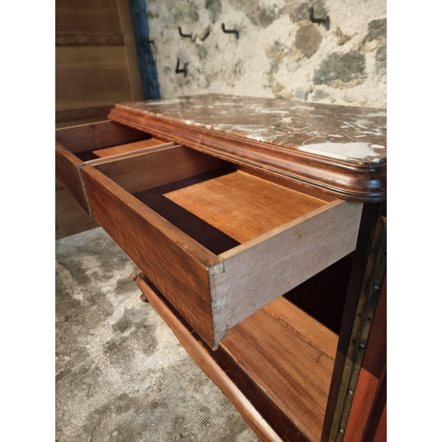 1920s Art Deco French Walnut and Mahogany Sideboard with Marble Top, 1920s For Sale - Image 5 of 18