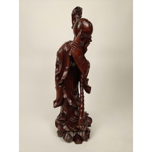 Chinese Artist, Sculpture of a Sage, 1890, Teak For Sale - Image 3 of 18