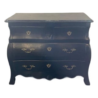 18th C. Dutch Bombe Black Painted Commode For Sale