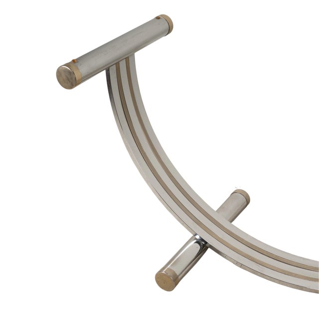 Mid-Century Modern Vintage Chrome & Brass Dining Table Base Attributed to Romeo Rega 1970s For Sale - Image 3 of 13