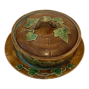 Majolica Butter Dish Set Attributed to Minton 19Th. C.