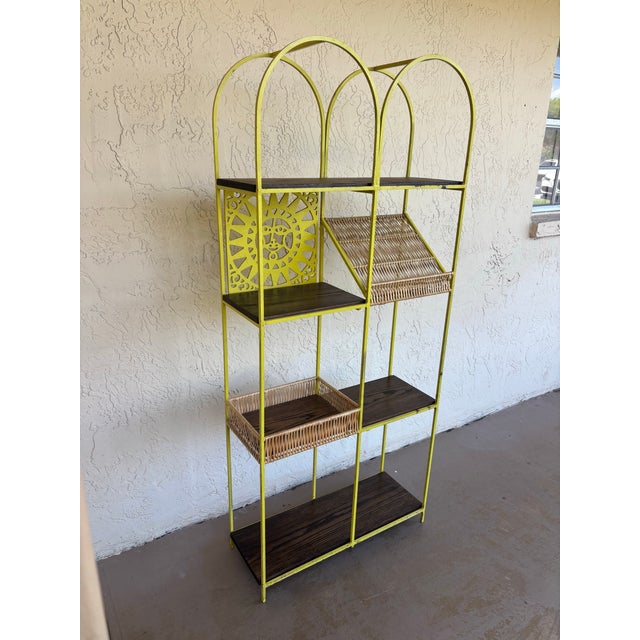 Arthur Umanoff Vintage 1960s Arthur Umanoff Iron Oak Étagère Room Divider Shelving Unit, Attributed For Sale - Image 4 of 9