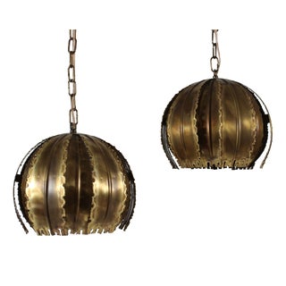 Poppy Pendants in Brass by Svend Aage Holm Sørensen for Holm Sørensen & Co, Denmark, 1960s, Set of 2 For Sale