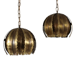Poppy Pendants in Brass by Svend Aage Holm Sørensen for Holm Sørensen & Co, Denmark, 1960s, Set of 2