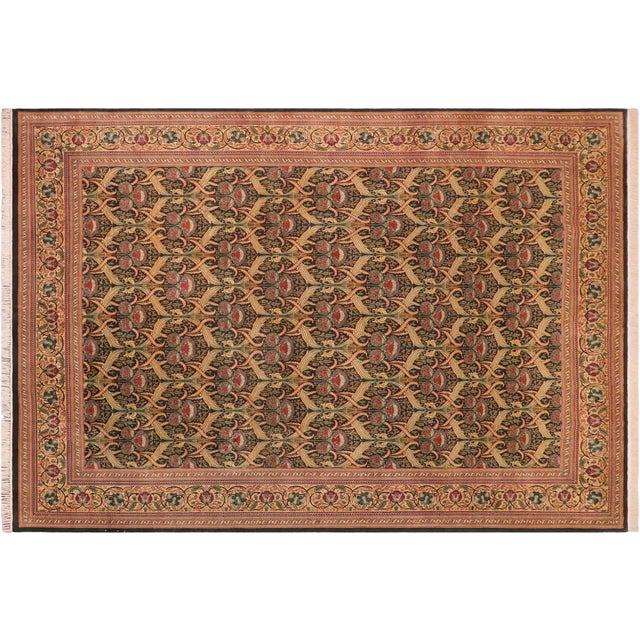 Green Art Nouveau Hamjolie Pak-Persian Green/Gold Wool Rug - 10'1'' X 14'0'' For Sale - Image 8 of 8