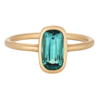 1.40ct Green Tourmaline Ring Sz 6.5 Estate 14k Gold Stacking Band Fine Jewelry For Sale