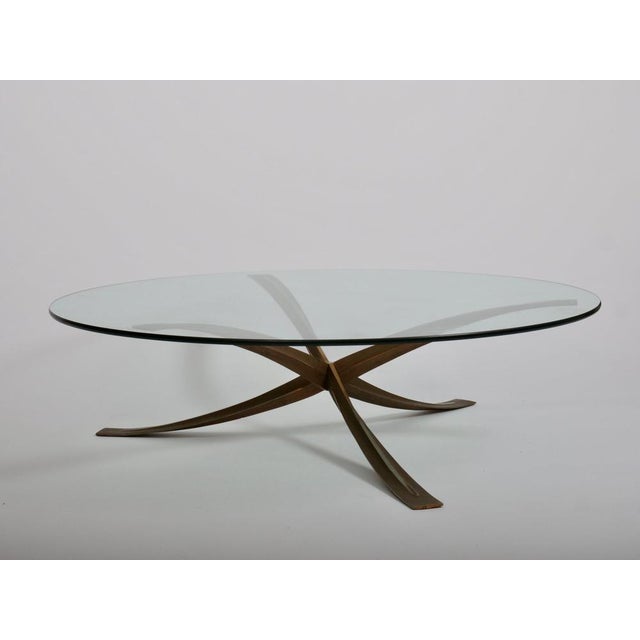 Rare circular cast bronze coffee table by Michal Mangematin Beautiful patina to the bronze base This piece is attributed...