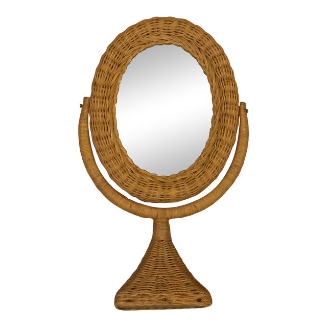 Vintage Wicker and Rattan Vanity Mirror Chairish