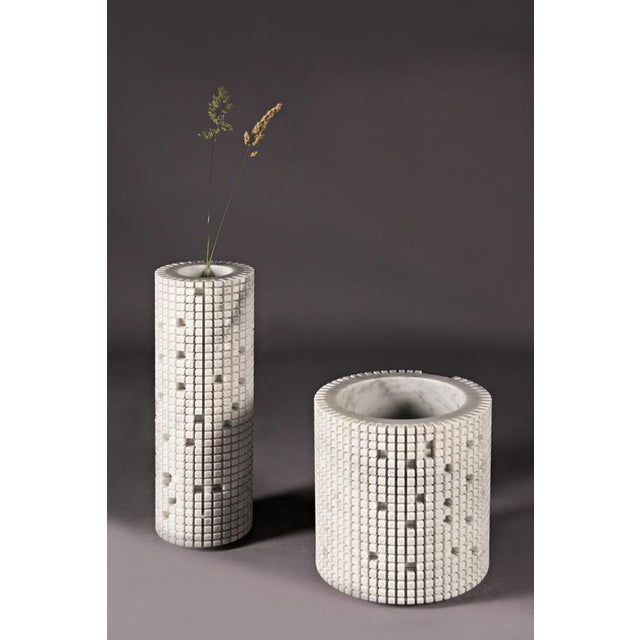 Not Yet Made - Made To Order Pixel S2 Decorative Vase in White Carrara Marble by Bufalini Marmi For Sale - Image 5 of 8