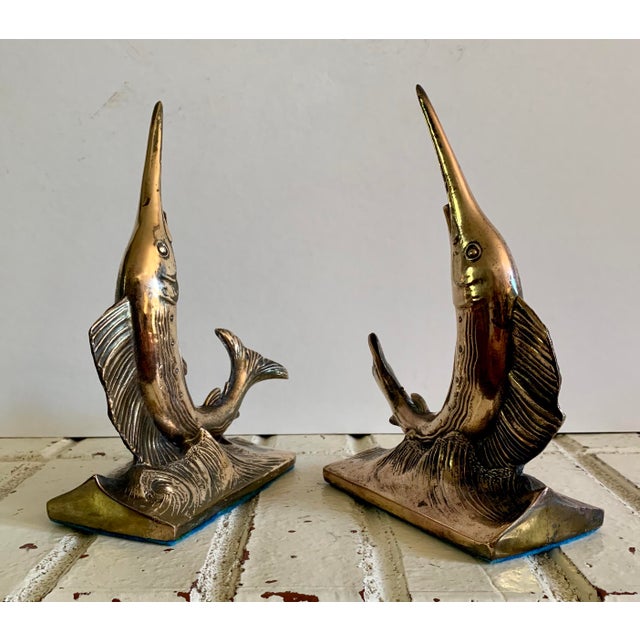 Vintage MidCentury Brass Swordfish Fish Bookends a Pair Chairish