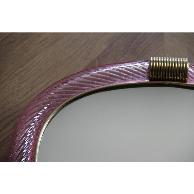 Twisted Pale Pink Murano Glass Mirror, 2000s For Sale - Image 13 of 18