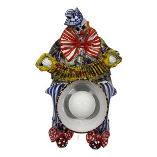 Italian Ceramic Clown Wall Lamp, 1950s For Sale