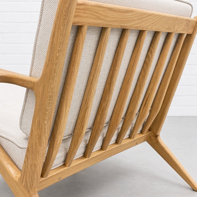 Mid Century Modern Oak Lounge Chair – Handcrafted Sculptural Armchair For Sale - Image 12 of 13