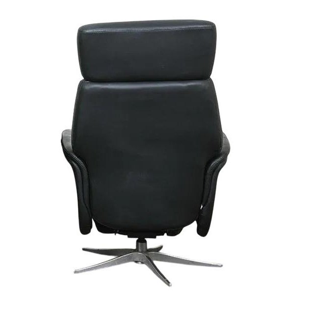 2000 - 2009 Danish Modern Leather Swivel Lounge Chair Recliner For Sale - Image 5 of 13