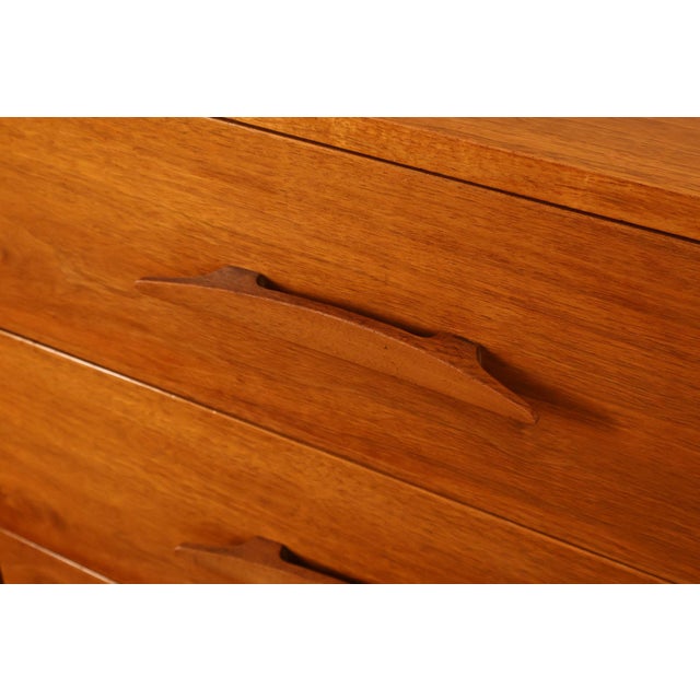 Mid Century Modern Sculpted Walnut Long Dresser For Sale - Image 14 of 18