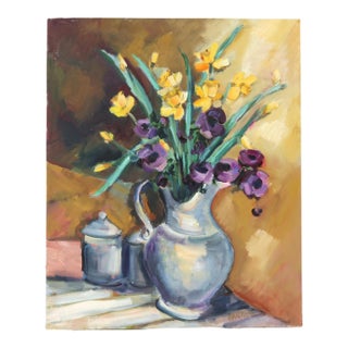 Liliane Paumier French Floral Still Life Oil Painting For Sale