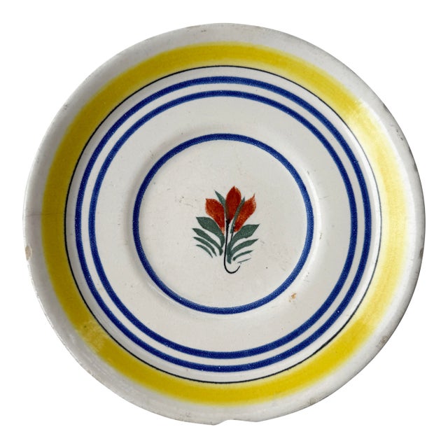 Antique French Henriot Quimper Hand Painted Plate For Sale