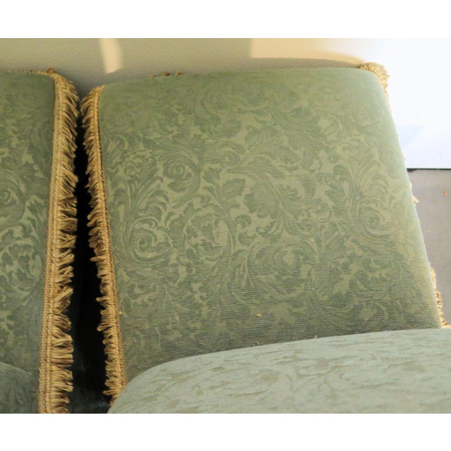 Pair of Sea Foam Green Drexel Dining/Side Chairs With Short Cotton Fringe Framing the Seat For Sale In Boise - Image 6 of 6